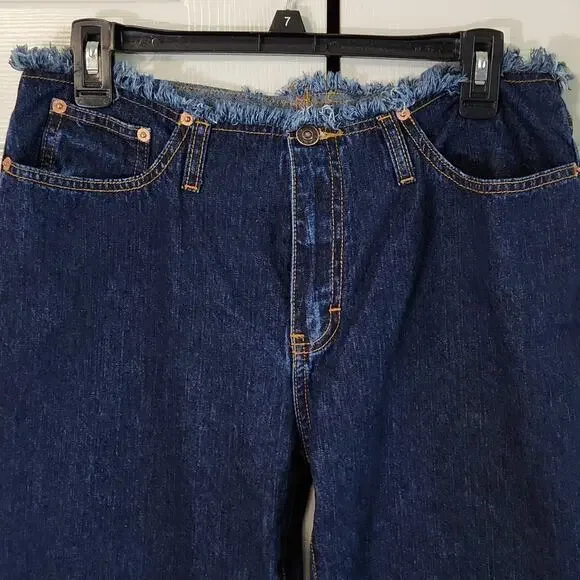 Vintage Jordache Womens Dark Wash Jeans Waist Size 32" Raw Waist Flare 80s - Picture 4 of 8